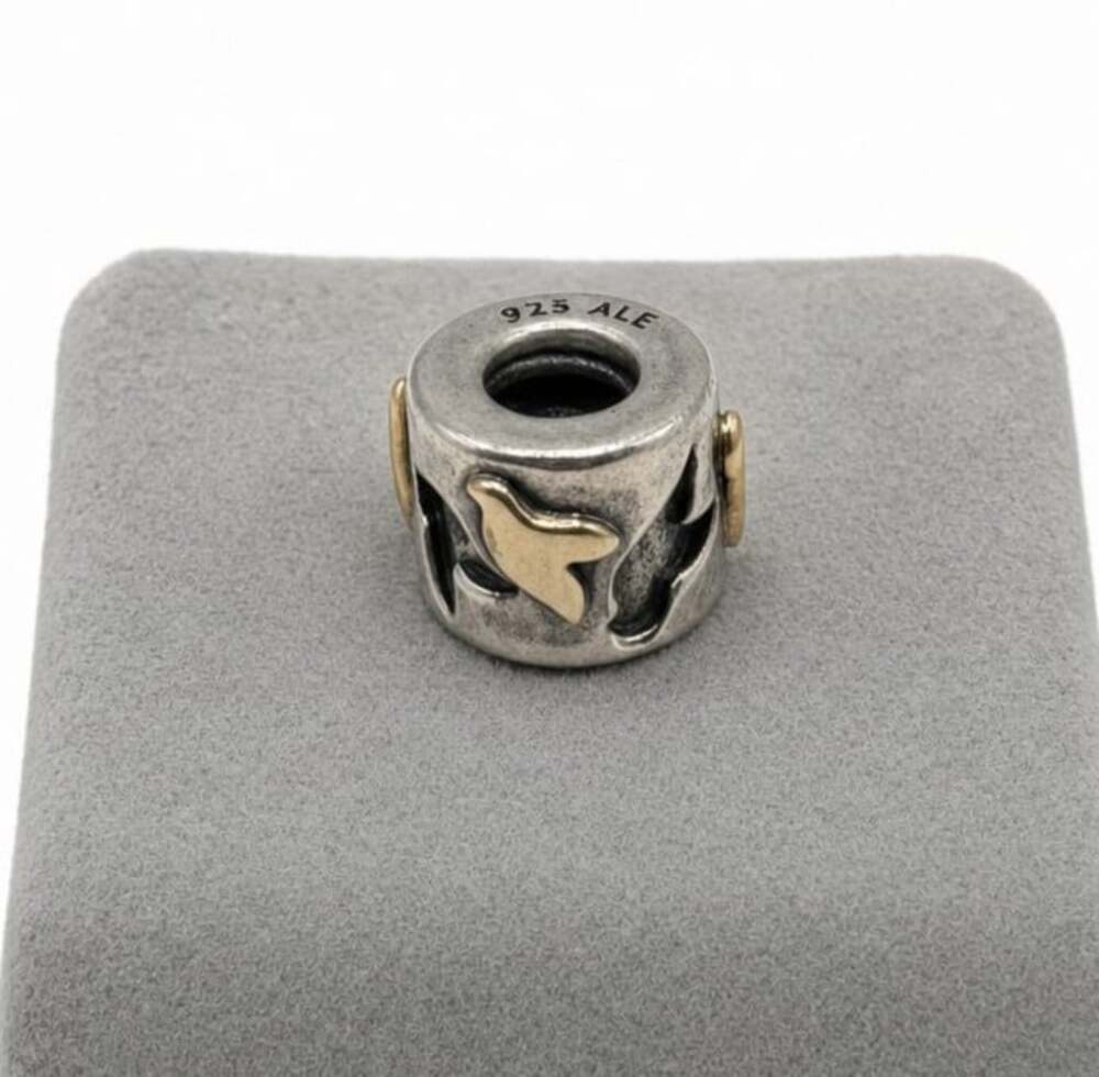 Pandora Retired Two-Tone Love Birds Charm 790415 Sterling Silver/14K Gold 4.47g